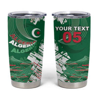 Custom Algeria Football Tumbler Cup Glitch Effect Desert Lines And Star Crescent