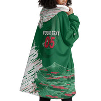 Custom Algeria Football Wearable Blanket Hoodie Glitch Effect Desert Lines And Star Crescent
