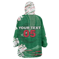 Custom Algeria Football Wearable Blanket Hoodie Glitch Effect Desert Lines And Star Crescent