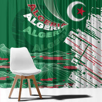Algeria Football Window Curtain Glitch Effect Desert Lines And Star Crescent