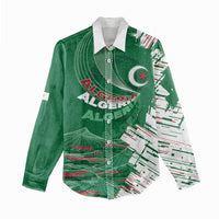 Custom Algeria Football Women Casual Shirt Glitch Effect Desert Lines And Star Crescent