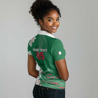 Custom Algeria Football Women Polo Shirt Glitch Effect Desert Lines And Star Crescent
