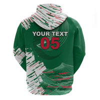Custom Algeria Football Zip Hoodie Glitch Effect Desert Lines And Star Crescent
