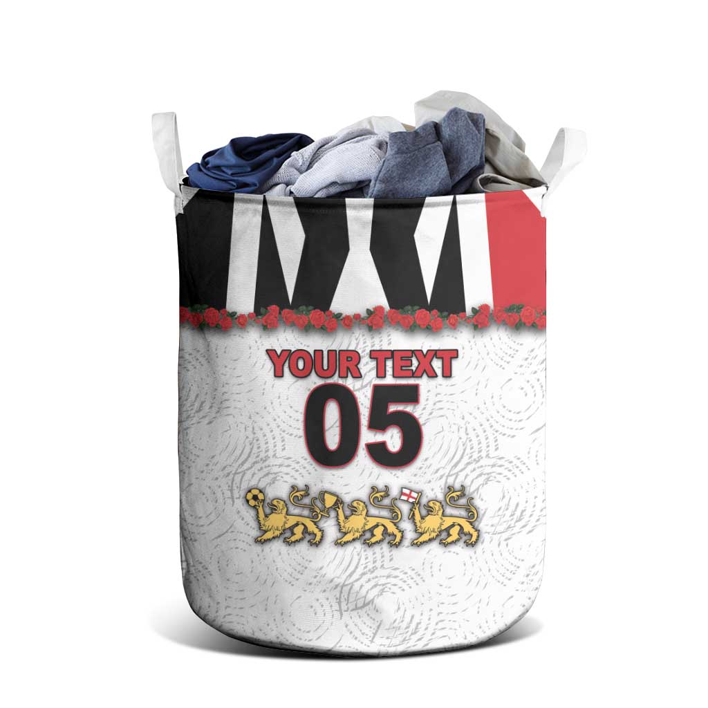 Custom England Football Laundry Basket Gold Lions And Minimalist Floral