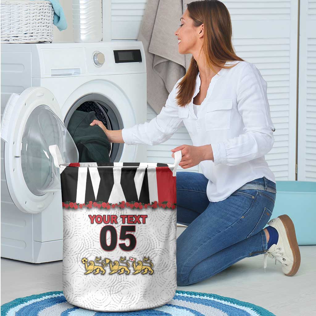 Custom England Football Laundry Basket Gold Lions And Minimalist Floral