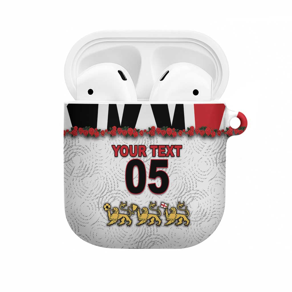 Custom England Football AirPods Case Gold Lions And Minimalist Floral