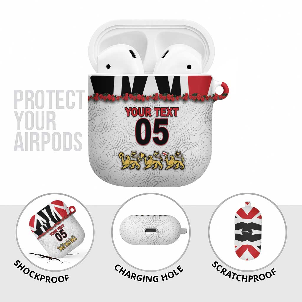 Custom England Football AirPods Case Gold Lions And Minimalist Floral