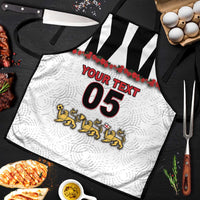Custom England Football Apron Gold Lions And Minimalist Floral