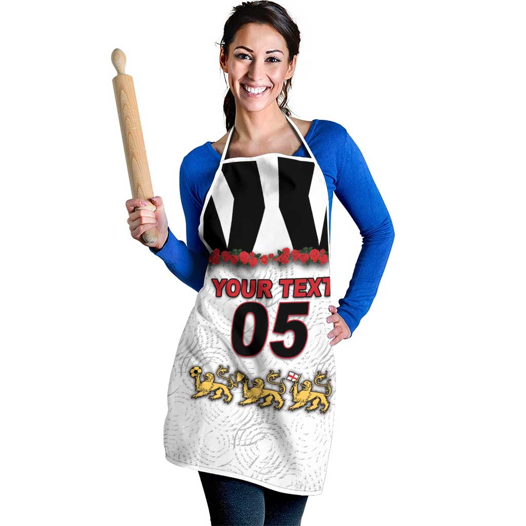 Custom England Football Apron Gold Lions And Minimalist Floral