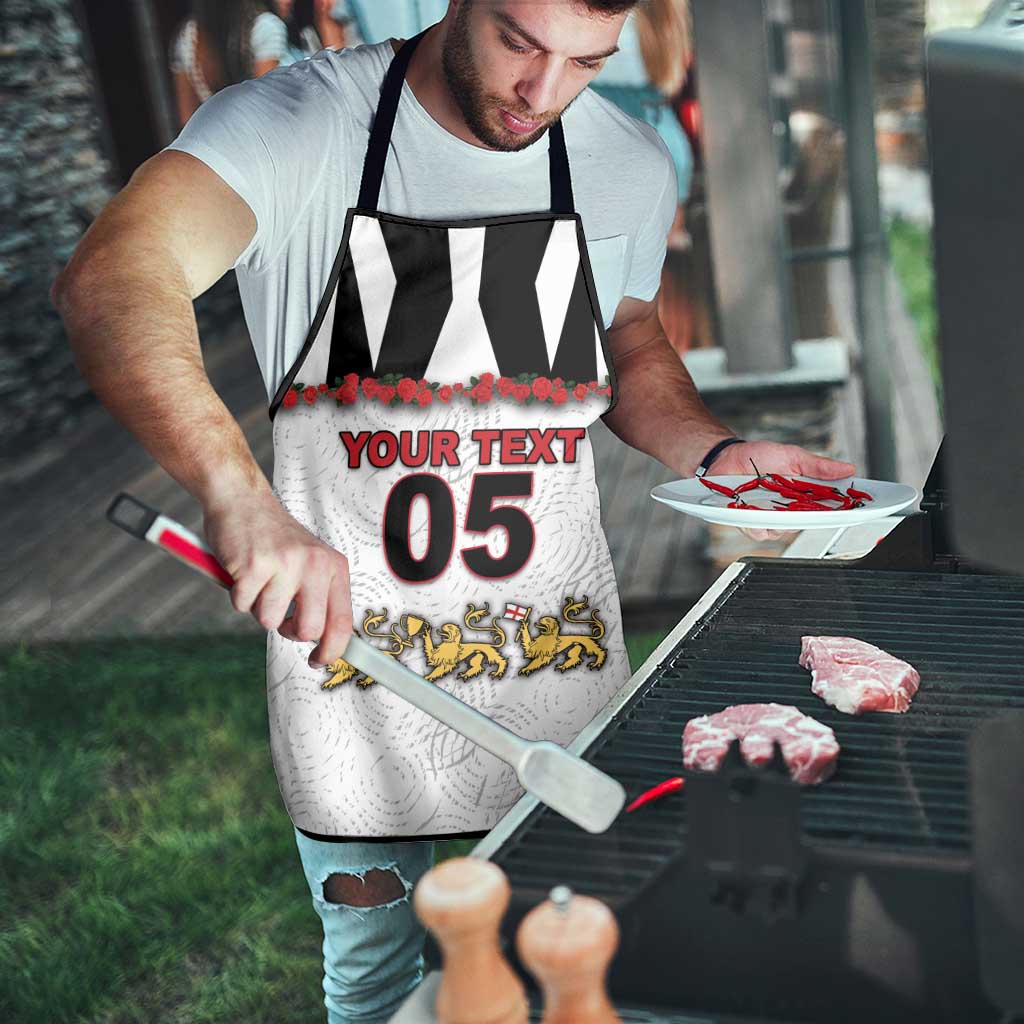 Custom England Football Apron Gold Lions And Minimalist Floral