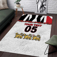 Custom England Football Area Rug Gold Lions And Minimalist Floral