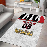 Custom England Football Area Rug Gold Lions And Minimalist Floral