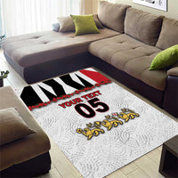 Custom England Football Area Rug Gold Lions And Minimalist Floral