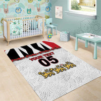 Custom England Football Area Rug Gold Lions And Minimalist Floral