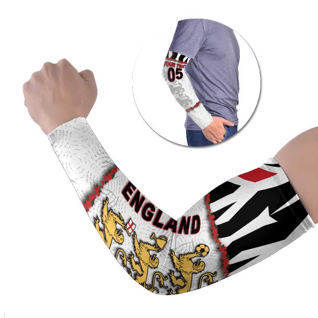 Custom England Football Arm Sleeves Gold Lions And Minimalist Floral