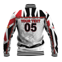 Custom England Football Baseball Jacket Gold Lions And Minimalist Floral
