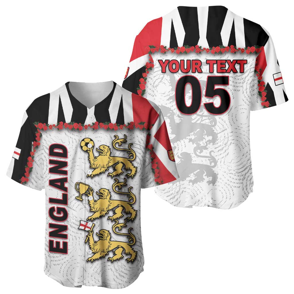 Custom England Football Baseball Jersey Gold Lions And Minimalist Floral