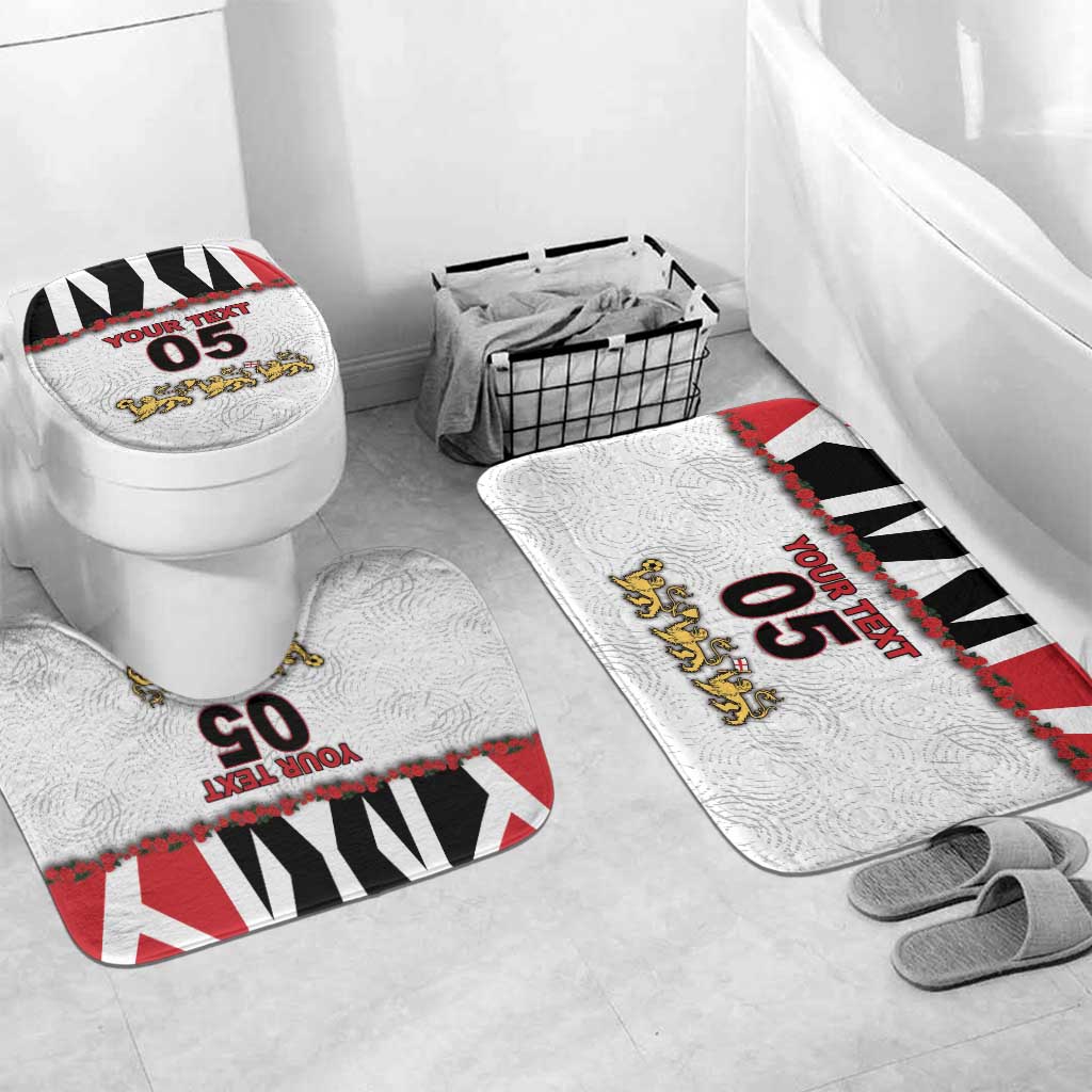 Custom England Football Bathroom Set Gold Lions And Minimalist Floral