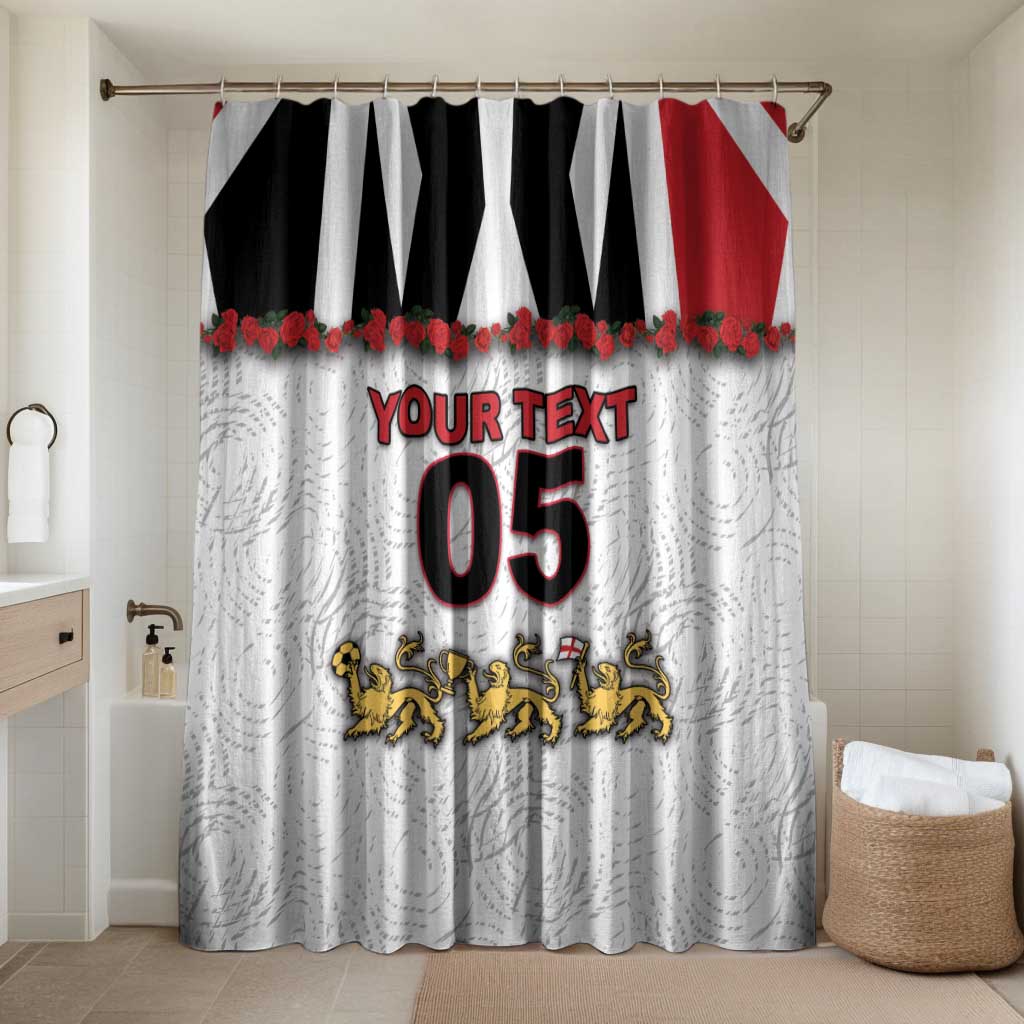 Custom England Football Bathroom Set Gold Lions And Minimalist Floral