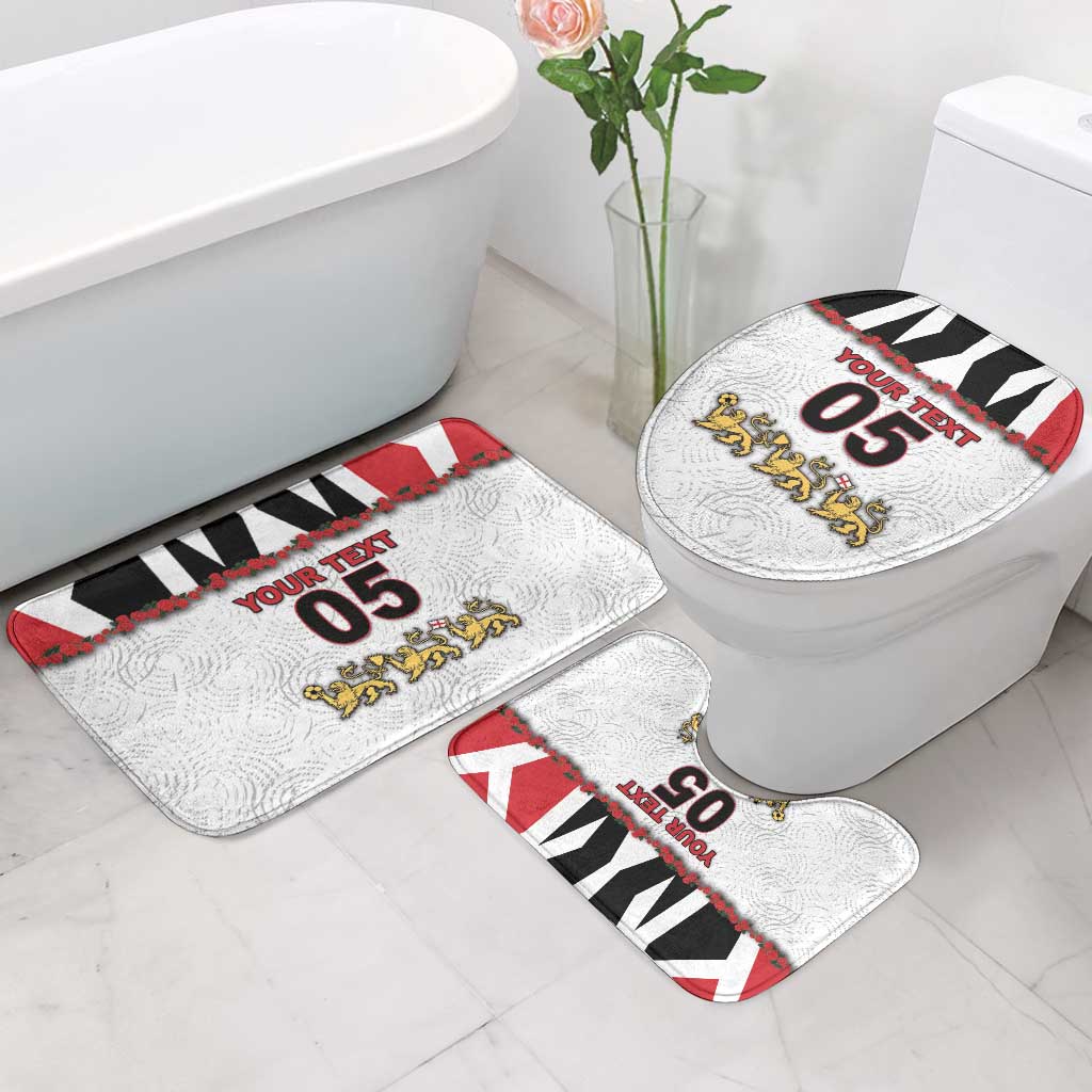 Custom England Football Bathroom Set Gold Lions And Minimalist Floral