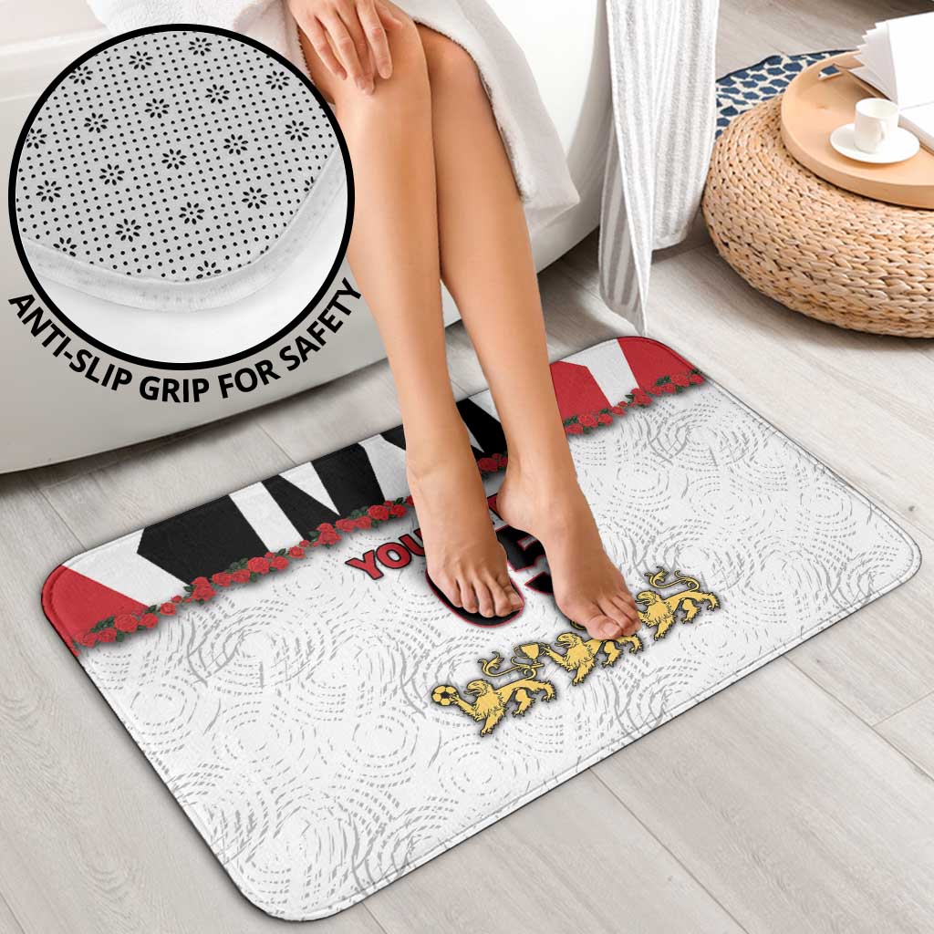 Custom England Football Bathroom Set Gold Lions And Minimalist Floral