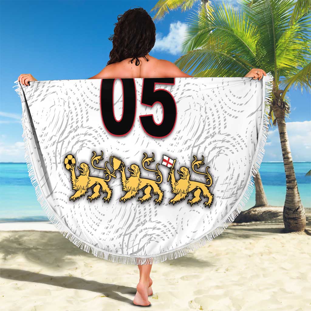 Custom England Football Beach Blanket Gold Lions And Minimalist Floral