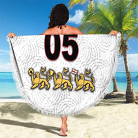 Custom England Football Beach Blanket Gold Lions And Minimalist Floral