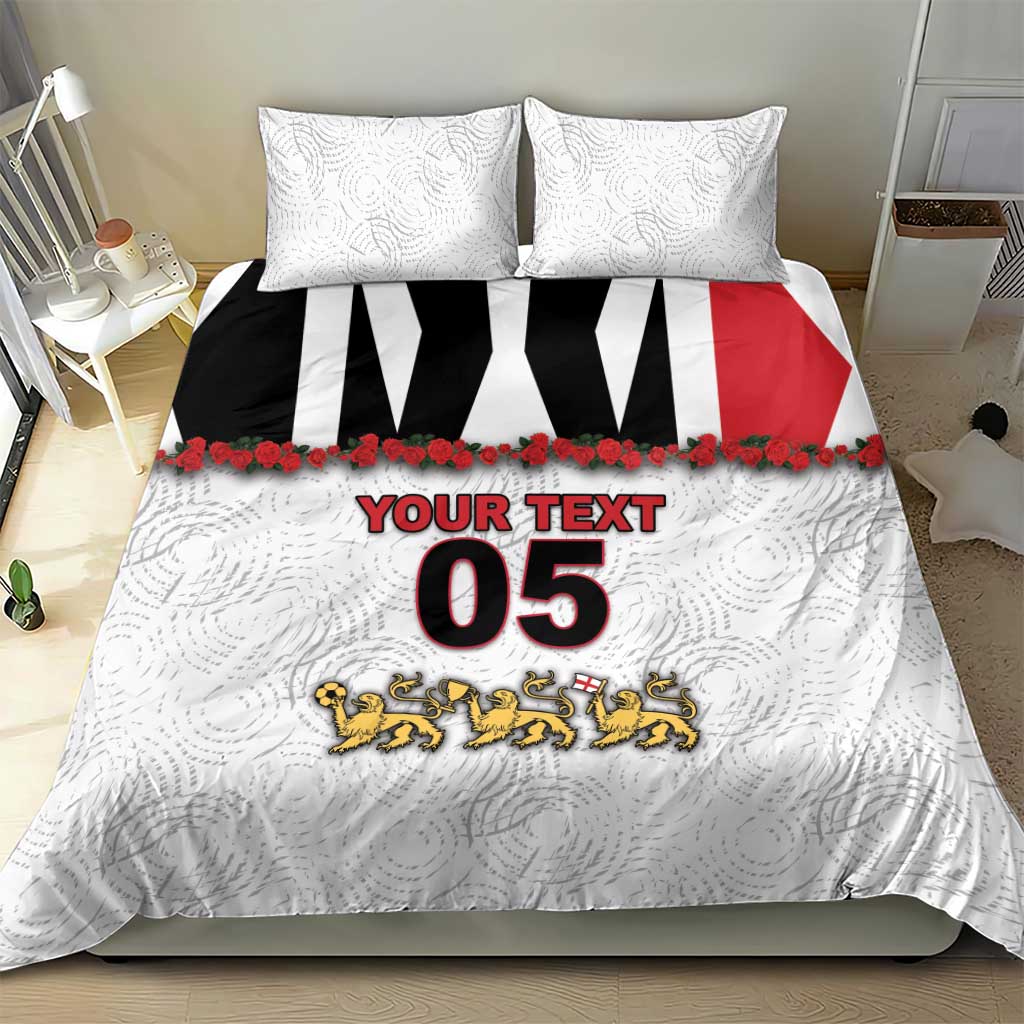 Custom England Football Bedding Set Gold Lions And Minimalist Floral