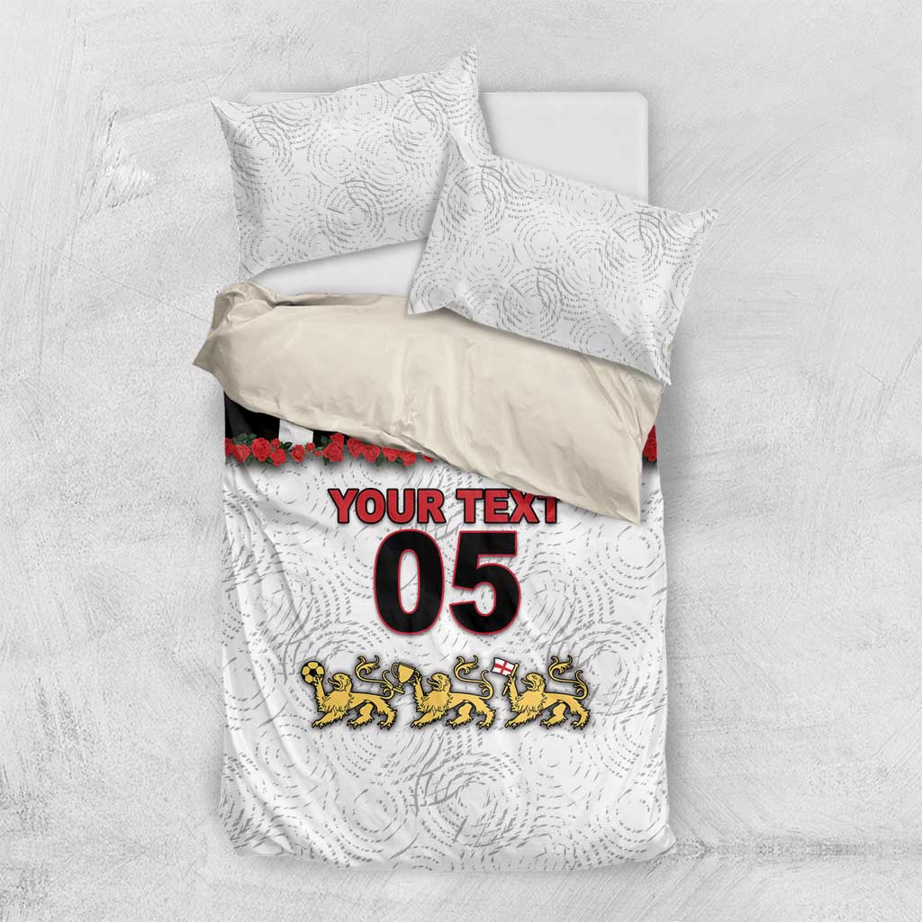 Custom England Football Bedding Set Gold Lions And Minimalist Floral
