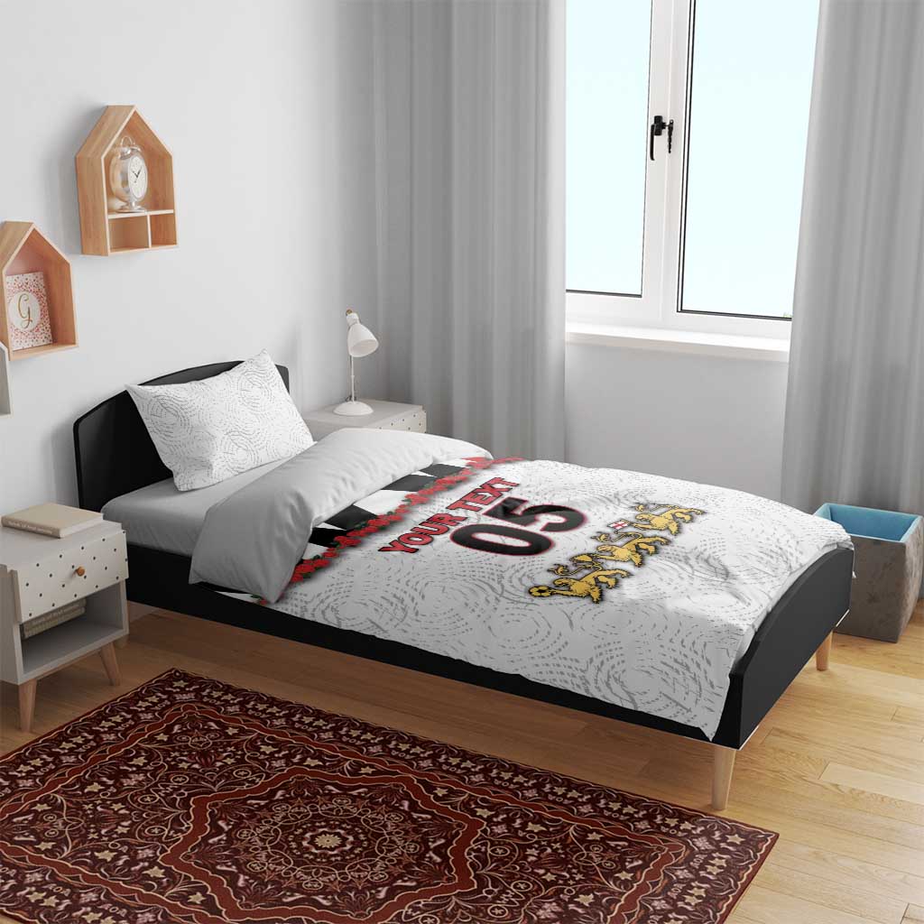 Custom England Football Bedding Set Gold Lions And Minimalist Floral