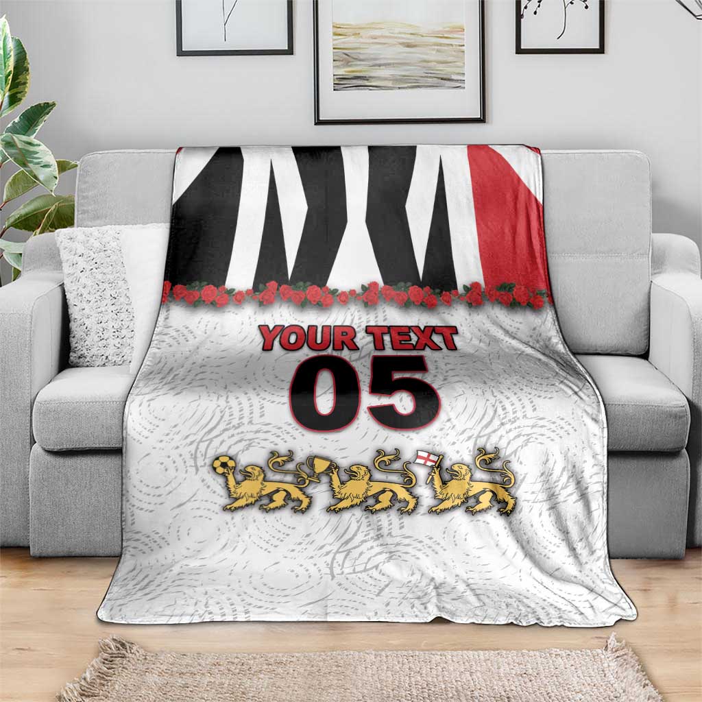 Custom England Football Blanket Gold Lions And Minimalist Floral