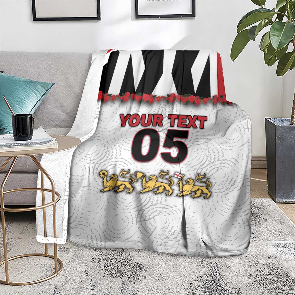 Custom England Football Blanket Gold Lions And Minimalist Floral