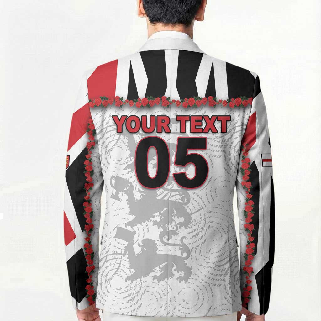 Custom England Football Blazer Gold Lions And Minimalist Floral