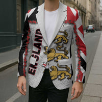 Custom England Football Blazer Gold Lions And Minimalist Floral