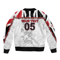 Custom England Football Bomber Jacket Gold Lions And Minimalist Floral