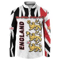 Custom England Football Button Sweatshirt Gold Lions And Minimalist Floral