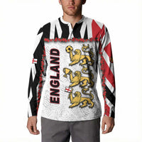 Custom England Football Button Sweatshirt Gold Lions And Minimalist Floral