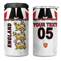 Custom England Football 4 in 1 Can Cooler Tumbler Gold Lions And Minimalist Floral