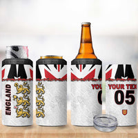 Custom England Football 4 in 1 Can Cooler Tumbler Gold Lions And Minimalist Floral
