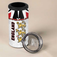 Custom England Football 4 in 1 Can Cooler Tumbler Gold Lions And Minimalist Floral