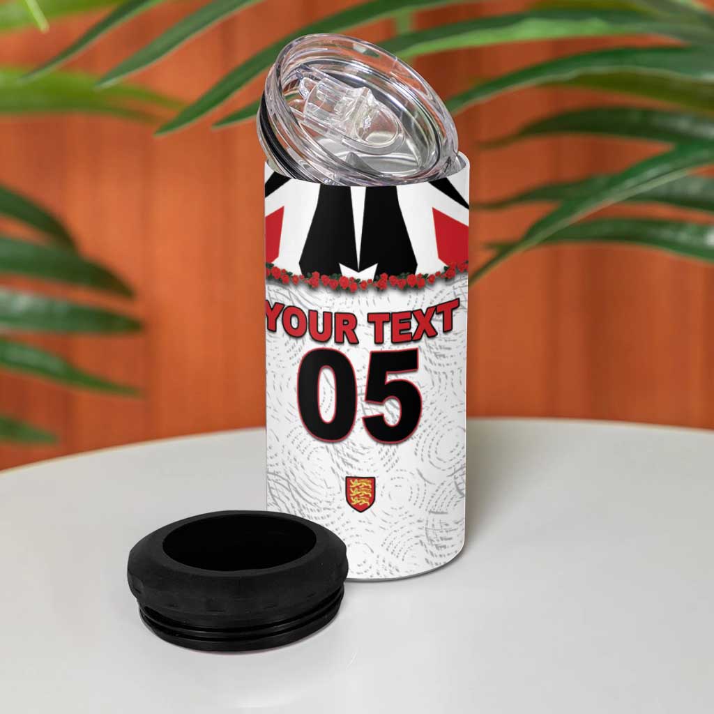 Custom England Football 4 in 1 Can Cooler Tumbler Gold Lions And Minimalist Floral