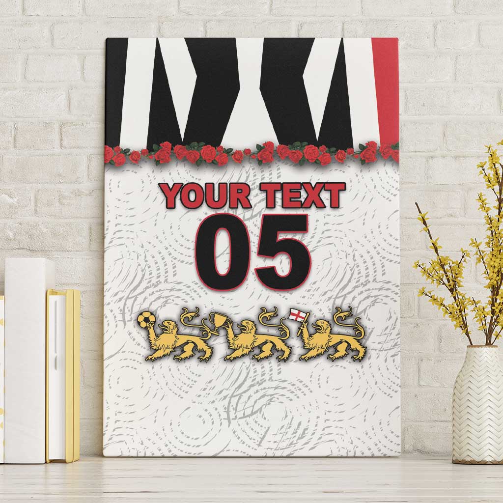 Custom England Football Canvas Wall Art Gold Lions And Minimalist Floral