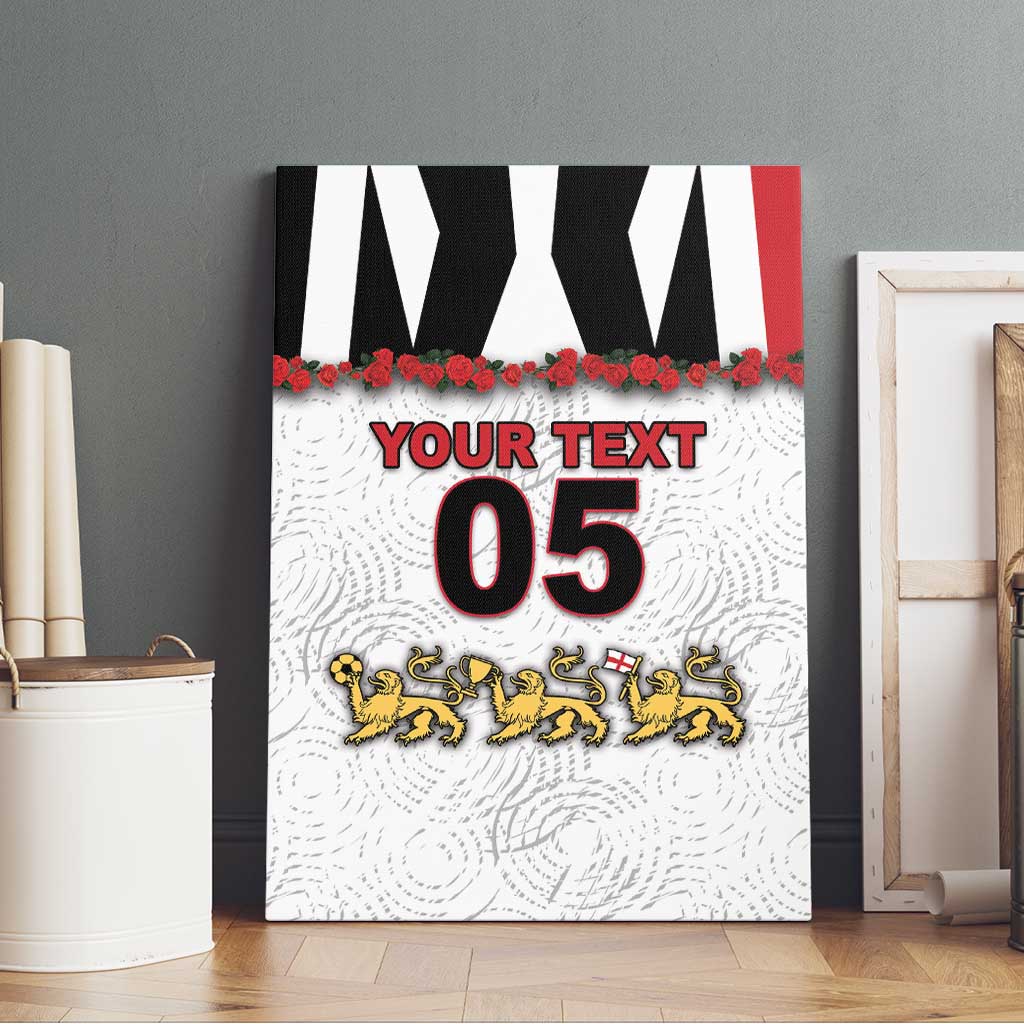 Custom England Football Canvas Wall Art Gold Lions And Minimalist Floral