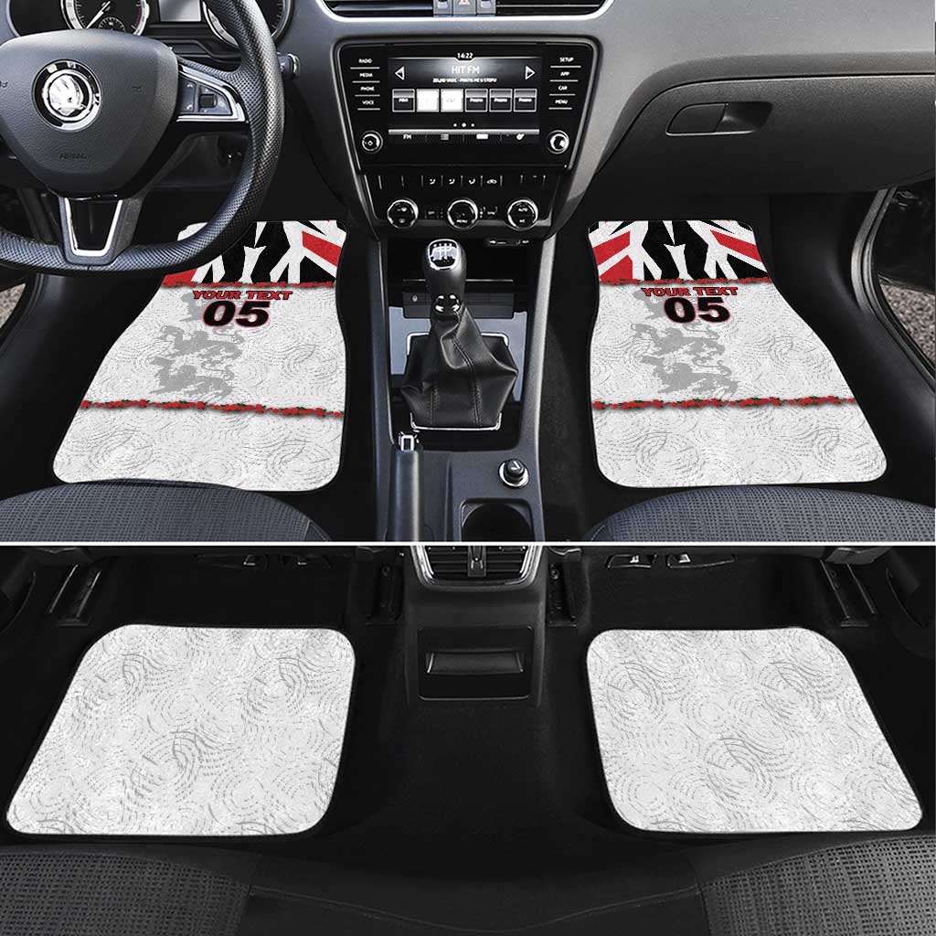 Custom England Football Car Mats Gold Lions And Minimalist Floral