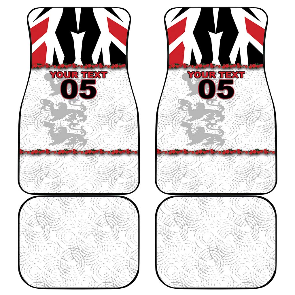 Custom England Football Car Mats Gold Lions And Minimalist Floral