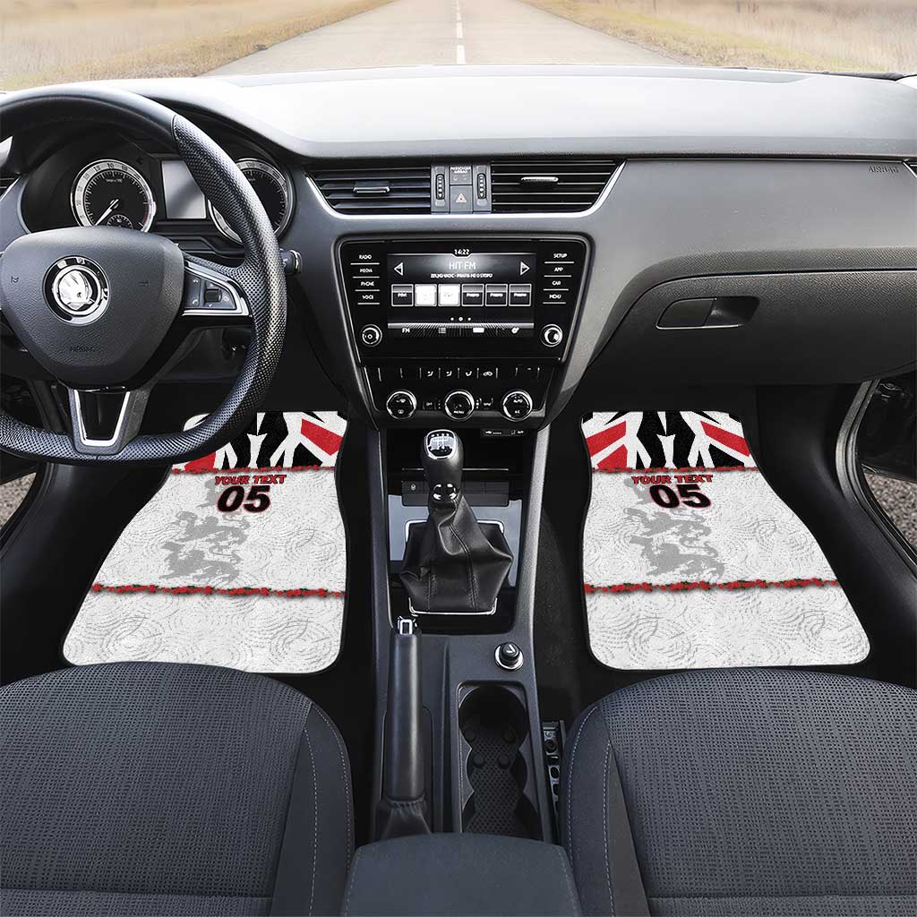Custom England Football Car Mats Gold Lions And Minimalist Floral