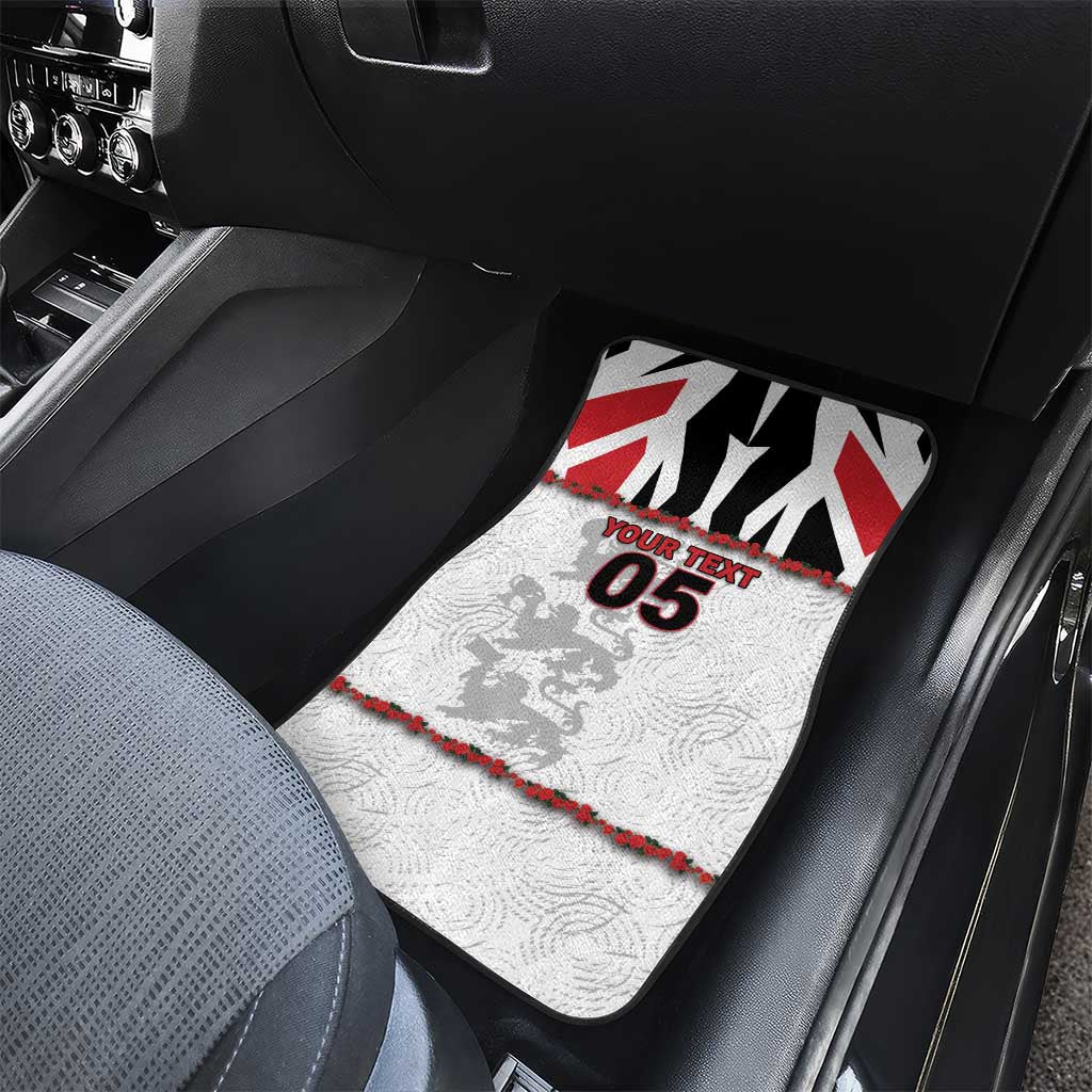 Custom England Football Car Mats Gold Lions And Minimalist Floral