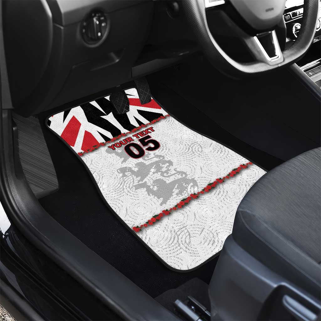 Custom England Football Car Mats Gold Lions And Minimalist Floral