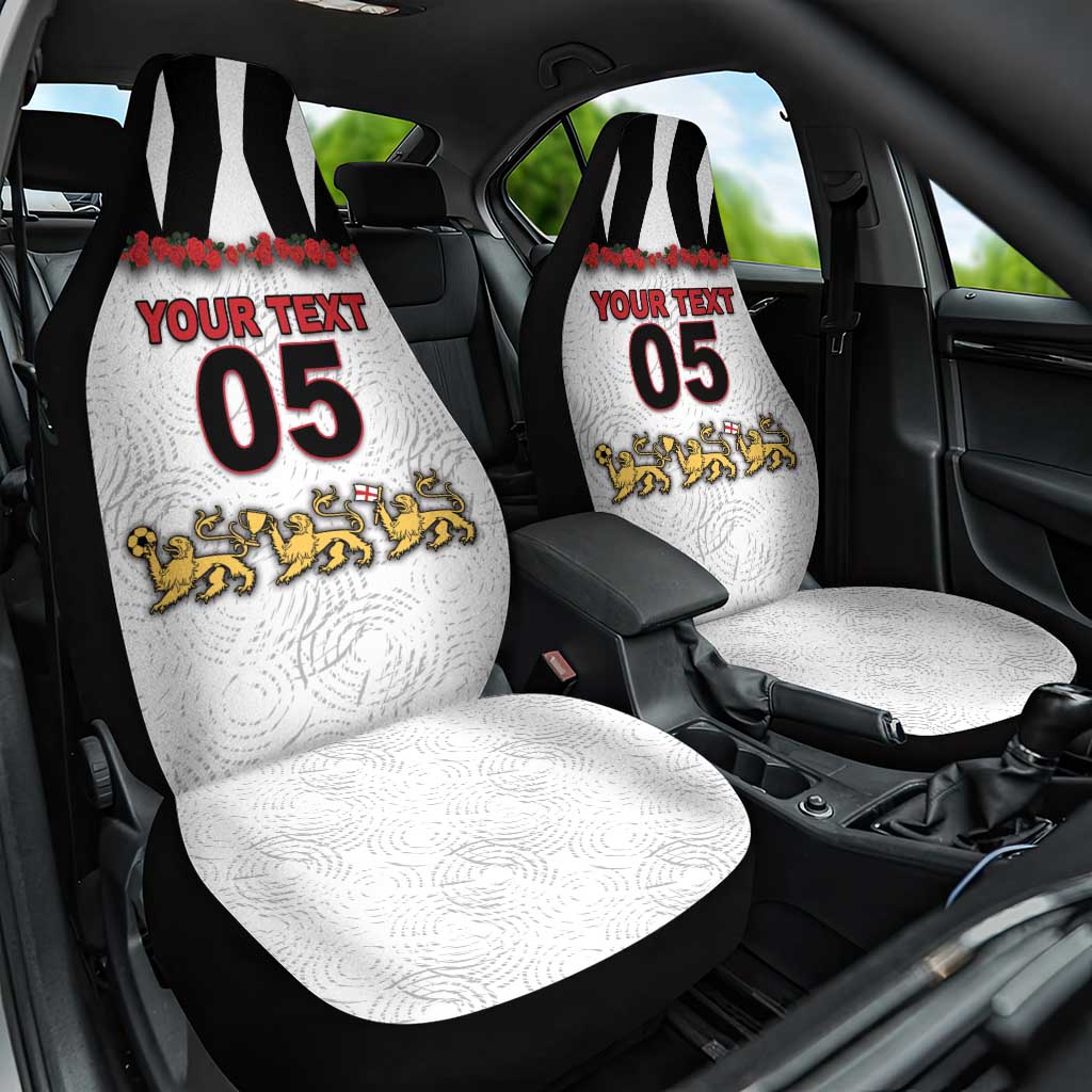 Custom England Football Car Seat Cover Gold Lions And Minimalist Floral