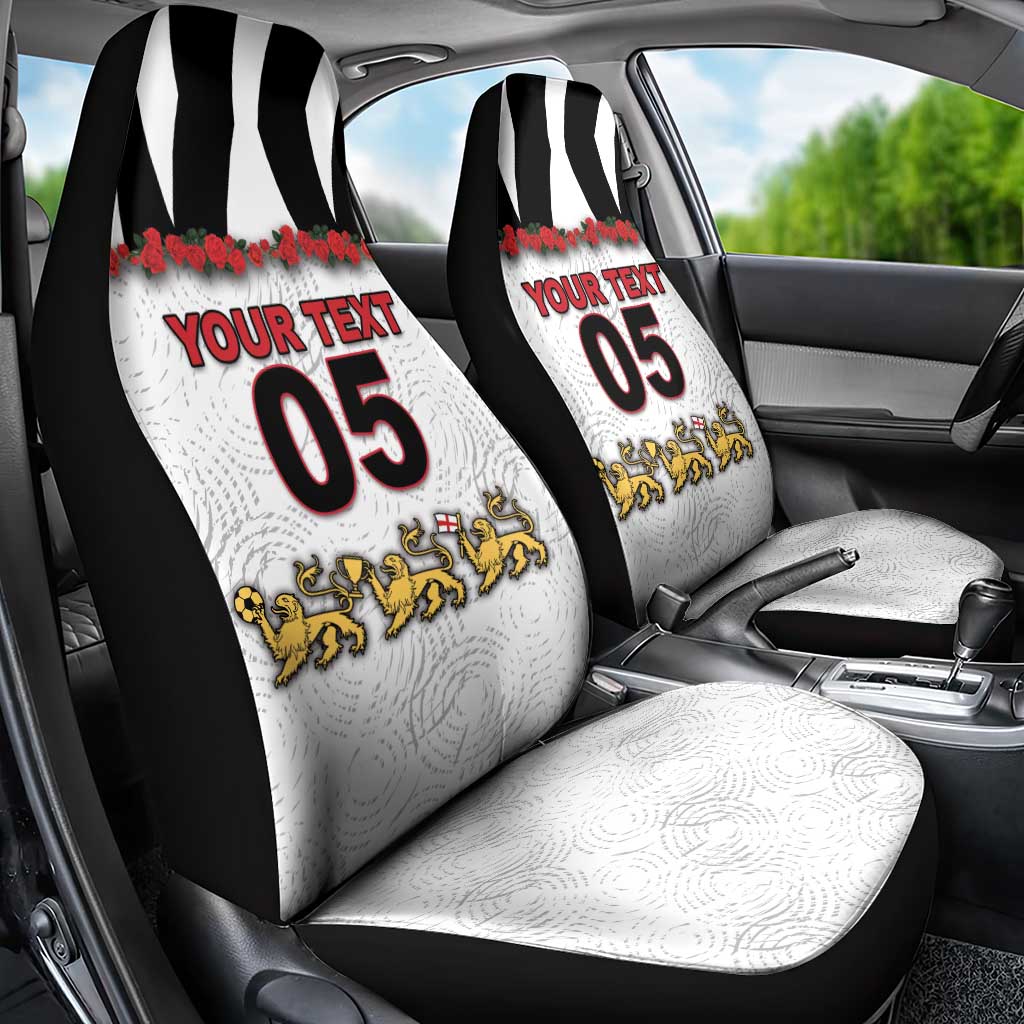 Custom England Football Car Seat Cover Gold Lions And Minimalist Floral